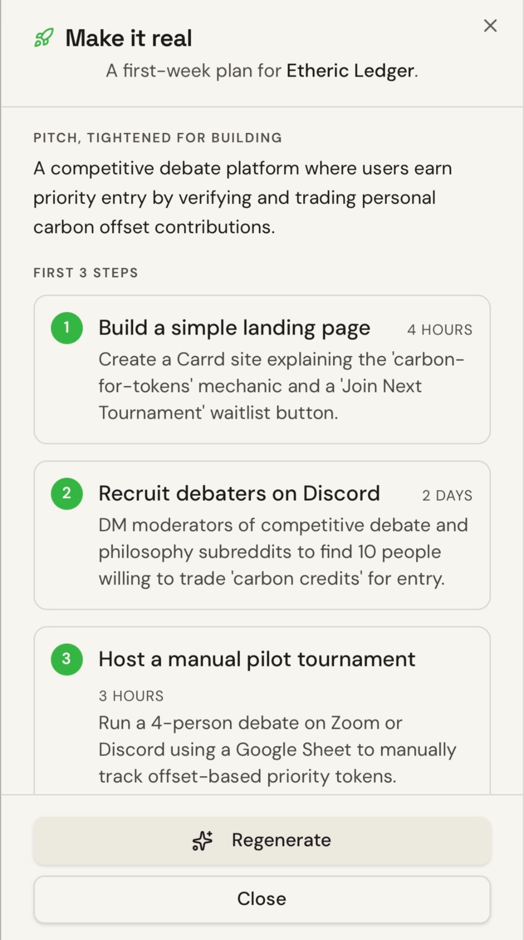 First-week launch plan with three concrete steps